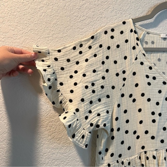 Women’s Madewell Light-spun Ruffle-Sleeve Babydoll Dress In Dot Toss size S - Picture 3 of 7